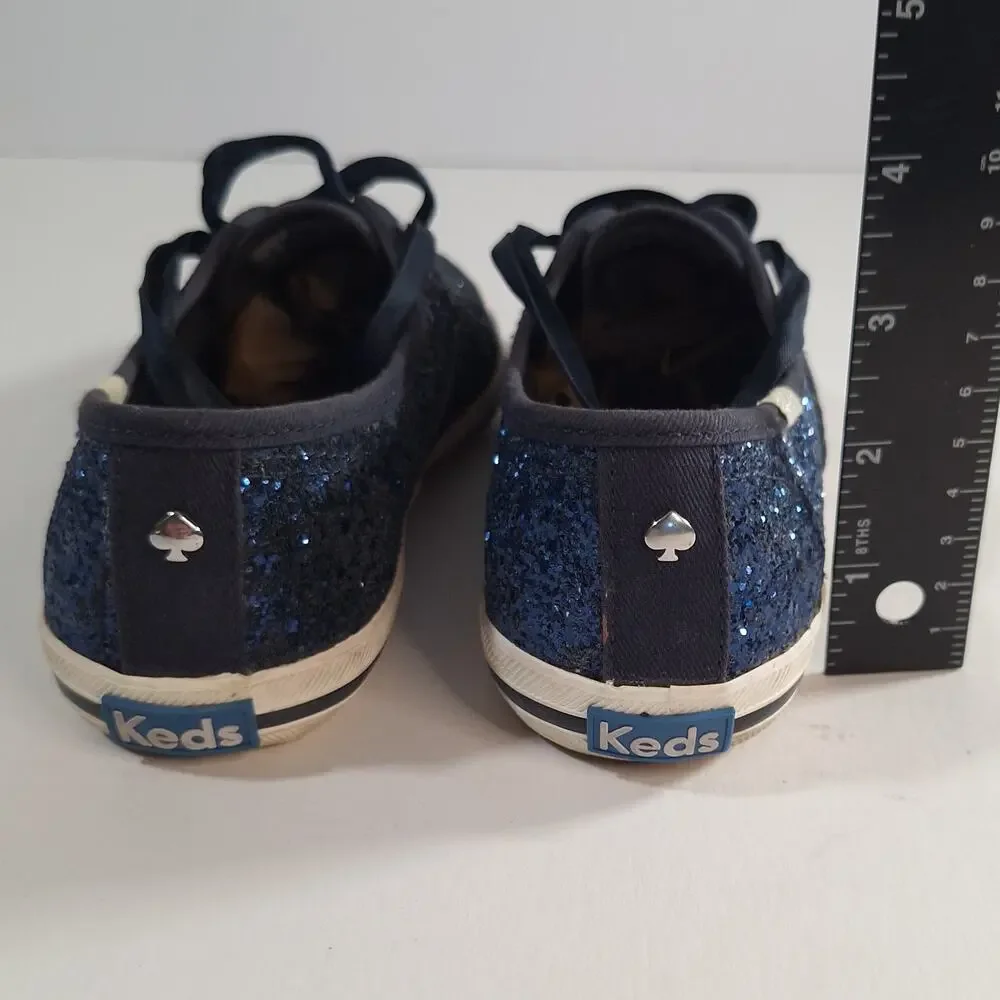 Keds X Kate Spade sz 6 Blue Glitter Women's Sneakers Casual Classic Preppy